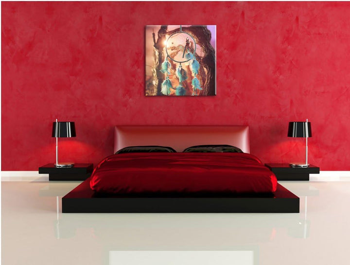 Pixxprint Dreamcatcher, Format: 70x70 auf Leinwand, XXL riesige Bilder fertig gerahmt mit Keilrahmen