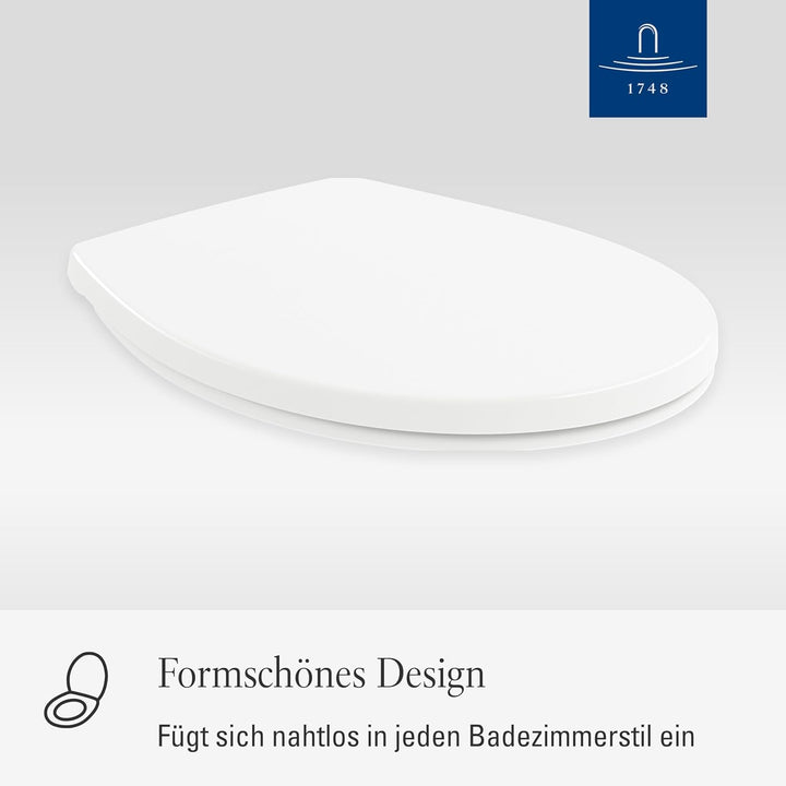 Villeroy & Boch WC-Sitz O.novo - Toilettendeckel Weiss im Semi Wrap-over Design aus robustem Duropla