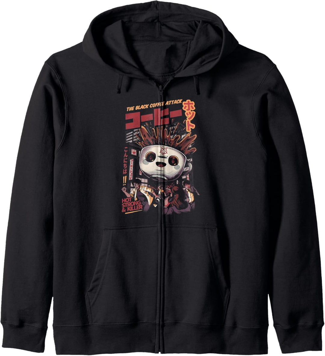 Funny Vintage Japanese Black Coffee Attack Grunge Asian Gift Kapuzenjacke
