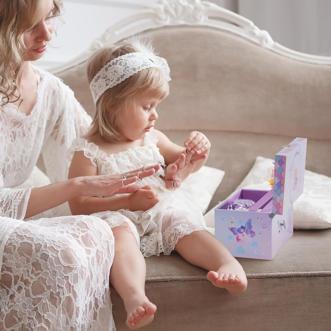 ProCase Kinder Musik Box Schmuckkästchen mit Spieluhr Einhorn & Konservierte Blumen, Schmuckschatull