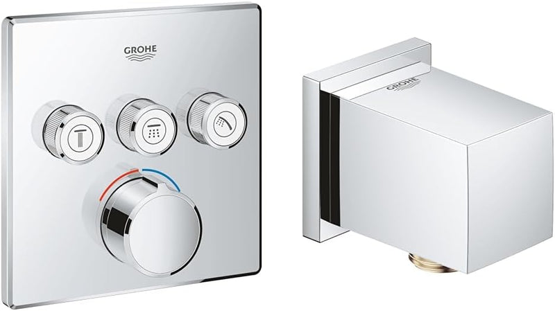 GROHE Smartcontrol - Unterputzmischer mit 3 Absperrventilen, eckig, chrom, 29149000 & Euphoria Cube