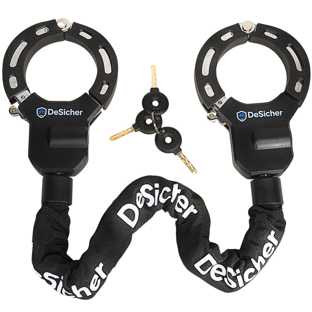 DuoLock 90 - Grosses Handschellen-Kettenschloss für E-Scooter &amp; Fahrrad, 90 cm, 70 mm Öffnungsdurchm