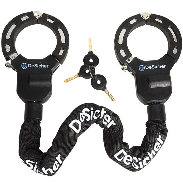 DuoLock 90 - Grosses Handschellen-Kettenschloss für E-Scooter &amp; Fahrrad, 90 cm, 70 mm Öffnungsdurchm