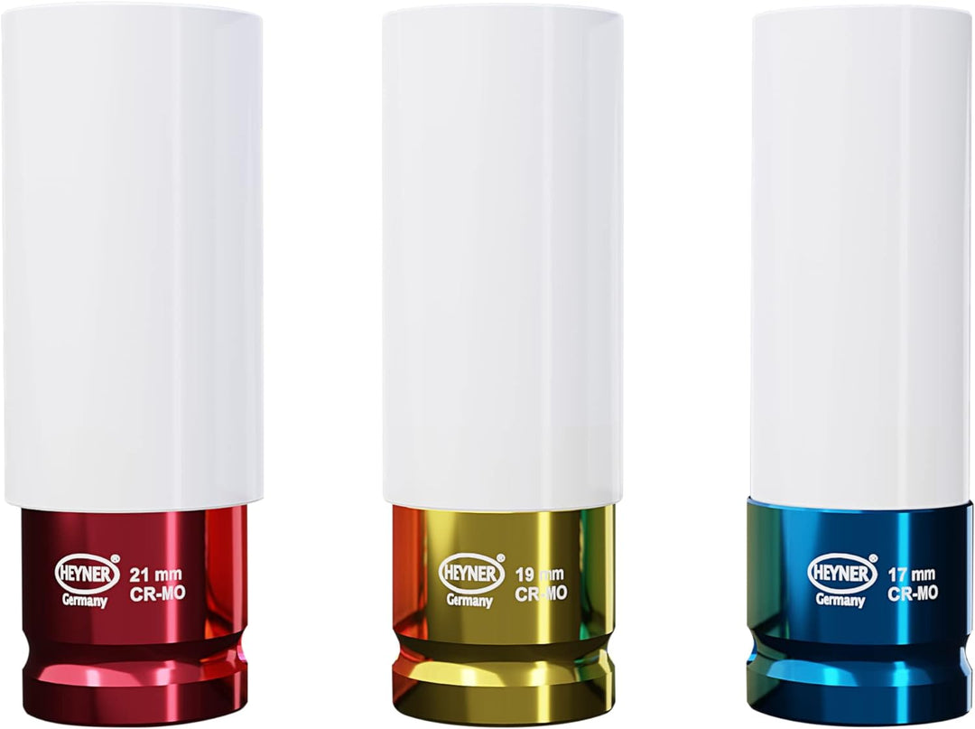HEYNER® Schlagschrauber Nüsse Set Felgenschonend Kunststoffumantelung Schlagnüsse Einsätze 1/2" Zoll
