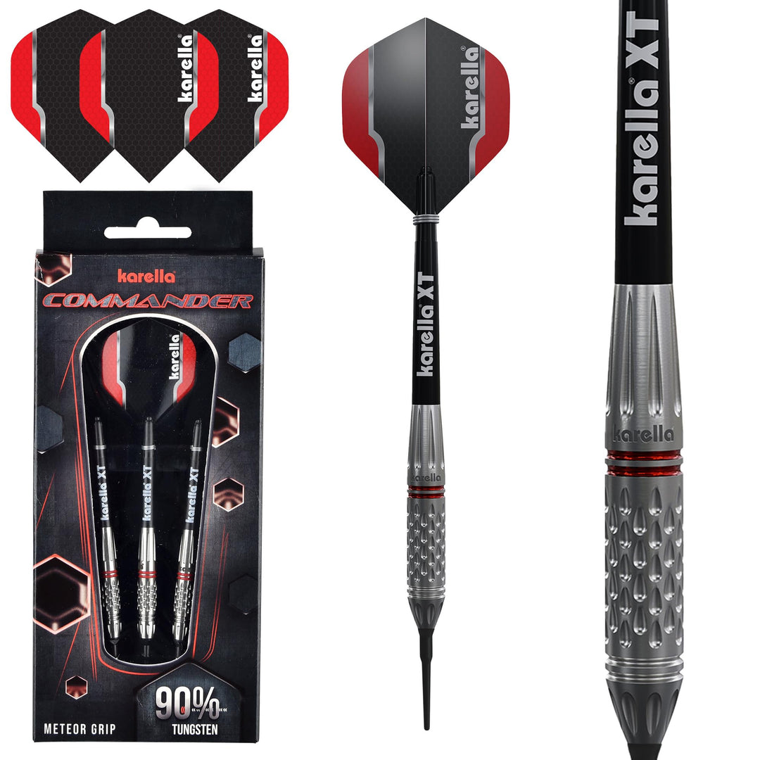 Karella Commander Steeldart und Softdart Silver, 90% Tungsten, 19, 21g, 23g, für klassisches Dartboa