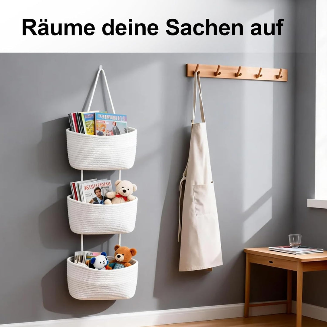 DYOUen Vielseitiger Hänge-Organizer aus gewebtem Baumwollseil für Bad, Kinderzimmer und Schlafzimmer