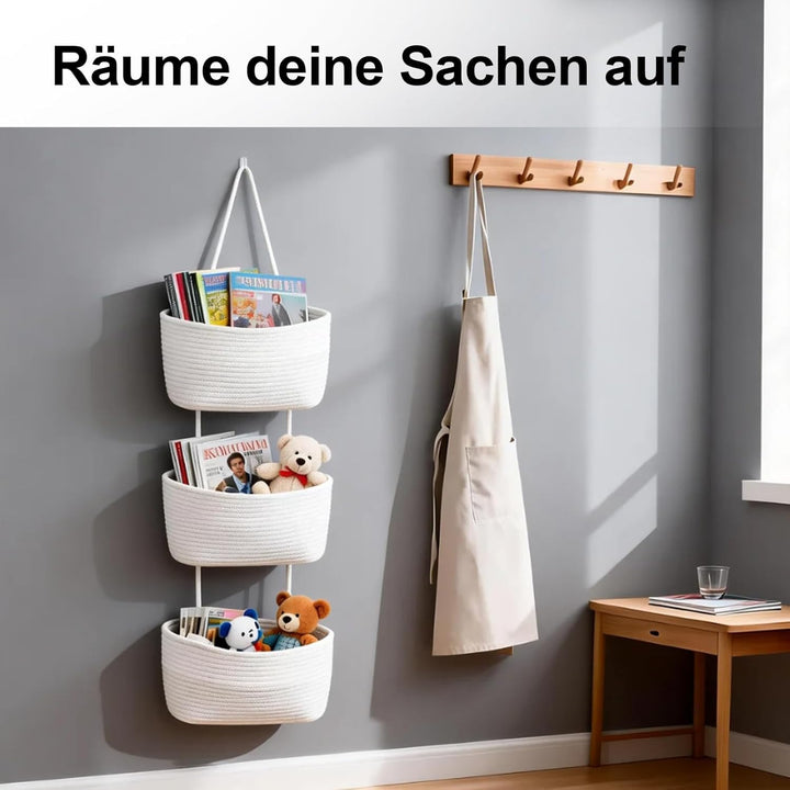 DYOUen Vielseitiger Hänge-Organizer aus gewebtem Baumwollseil für Bad, Kinderzimmer und Schlafzimmer
