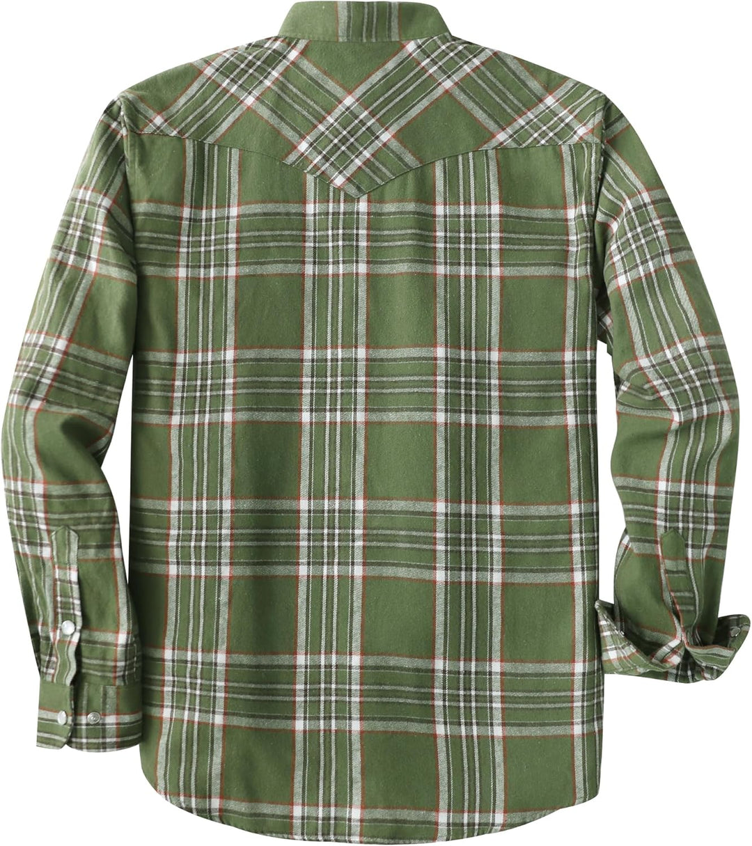 Dubinik® Herren Flanellhemd Flanellhemd Herren Kariert Western Cowboy Vintage Langarm Druckknöpfe Ba