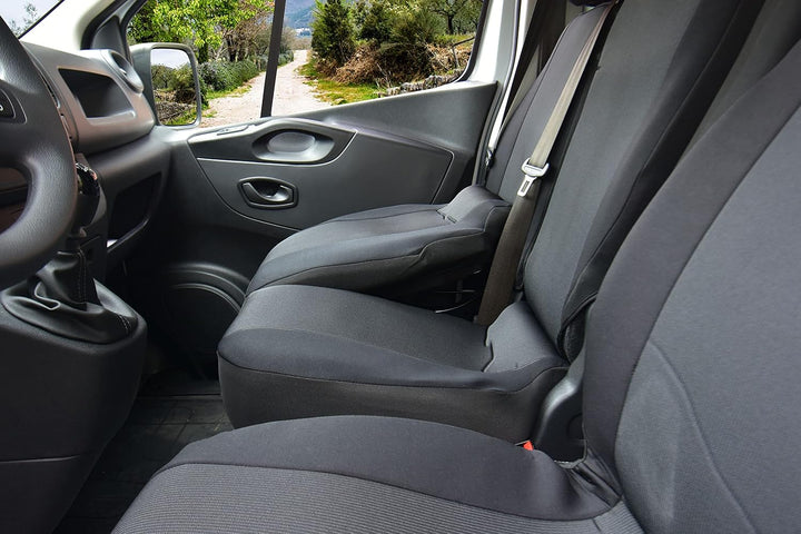 Passgenaue LUX Sitzbezüge passend für Trafic NV300 Vivaro Talento Massgeschneidert 1+2 (3-Sitzer), L
