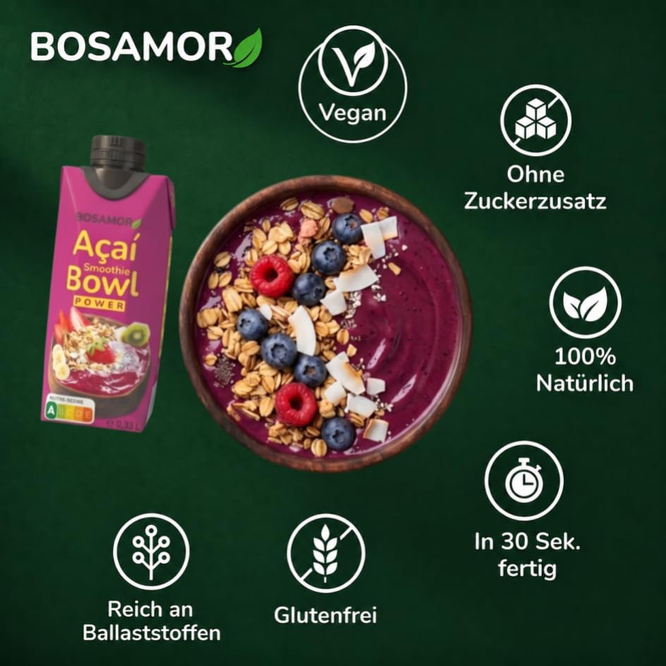 BOSAMOR Smoothie Bowl (Outdoor Set 6er Pack mit Schalen und Löffeln) Outdoor Set 6er mit Schalen und