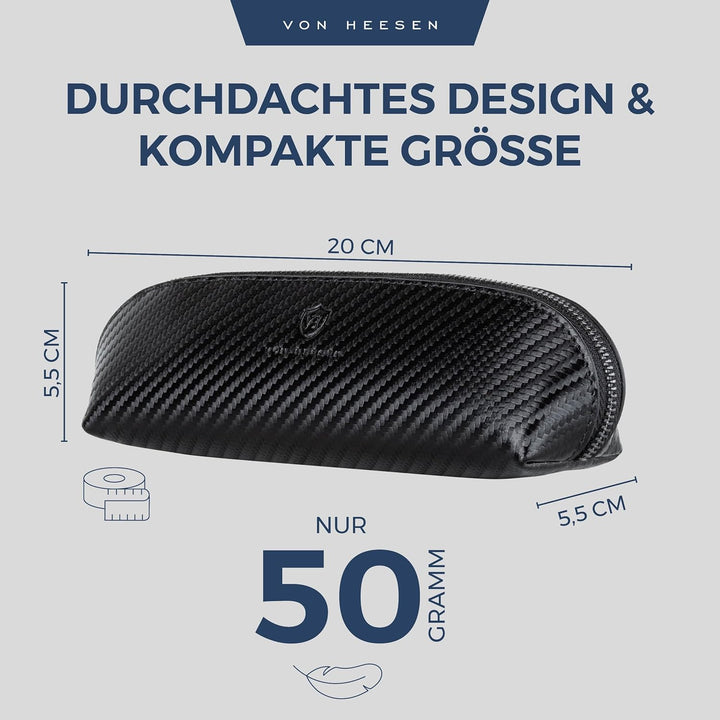 VON HEESEN® Echtleder Federmäppchen Leder Federmappe Etui für Stifte Mäppchen Schule Federtasche Uni