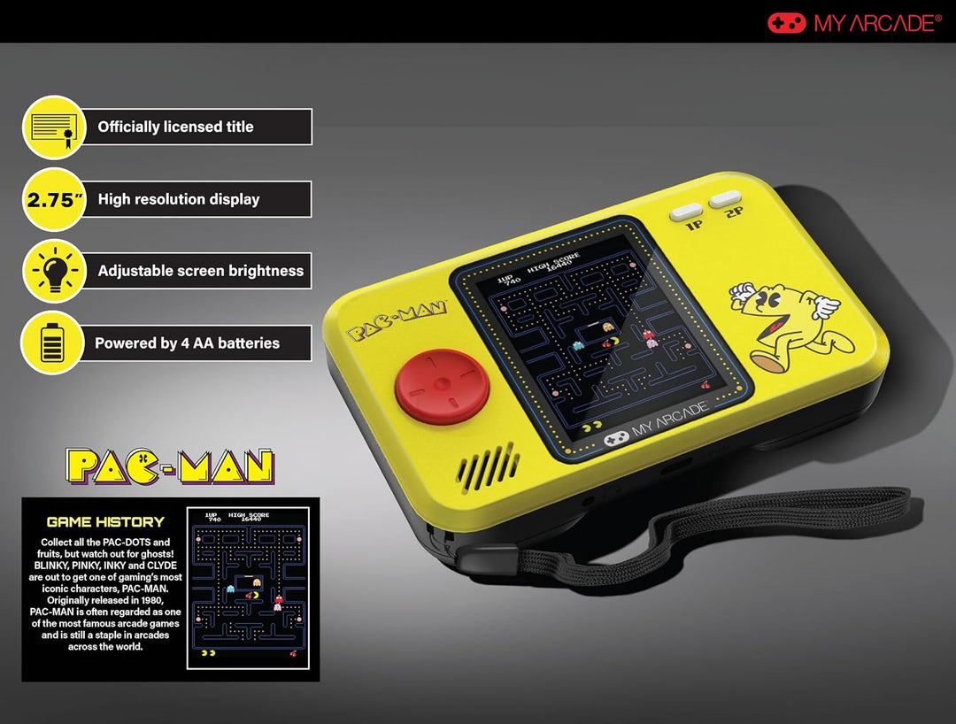Pocket Player PRO Pac-Man Retrogaming-Spiel 7 cm hochauflösender Bildschirm