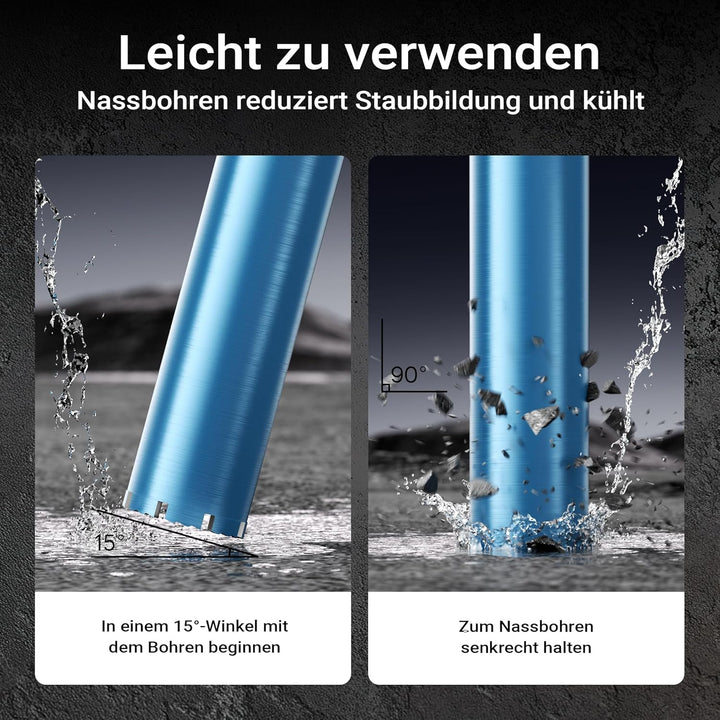 Wiltec Diamantbohrkrone Typ 1 (Shark) Ø 82 mm, Bohrkrone 450 mm, 1¼ UNC Nassbohrkrone, Diamantbohrer