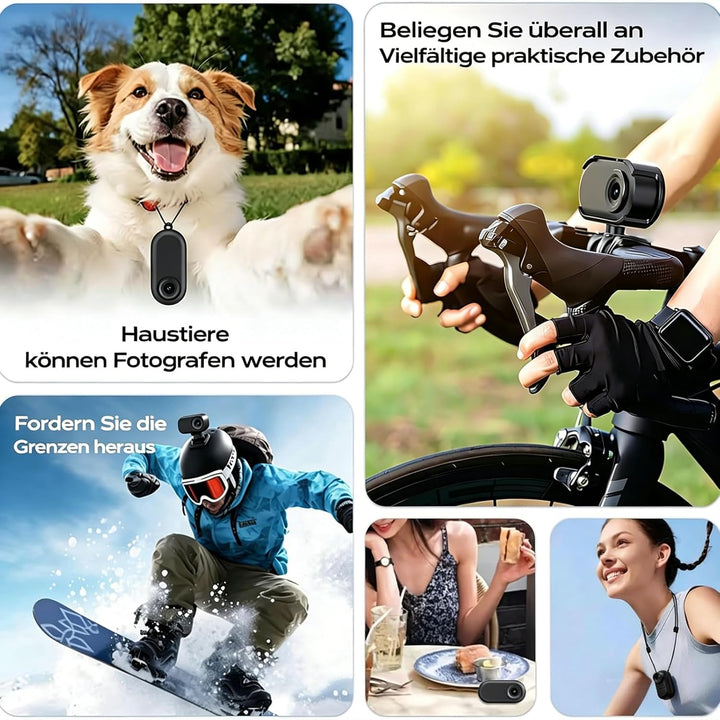 Mini Action Cam 1080P,Action Camera,Tragbare Kamera mit 360° Drehbarem Clip und Magnetclip,Mini K-Am