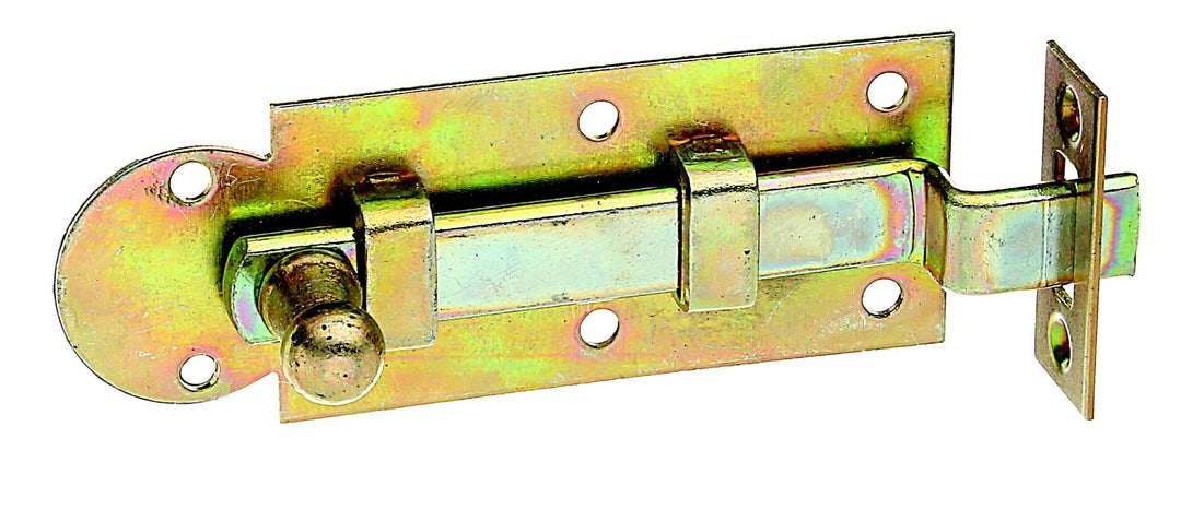 Fensterriegel, gekröpft, mit Schliessblech, galvanisch gelb verzinkt, 80 x 30 mm / 10 Stk., 80 x 30