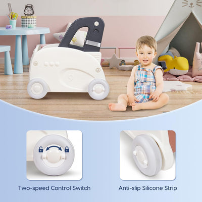 Leogreen Lauflernwagen Baby Push Pull Lauflernhilfe Spielzeug, 4 in 1 Lauflernhilfe zum Sitzen und S