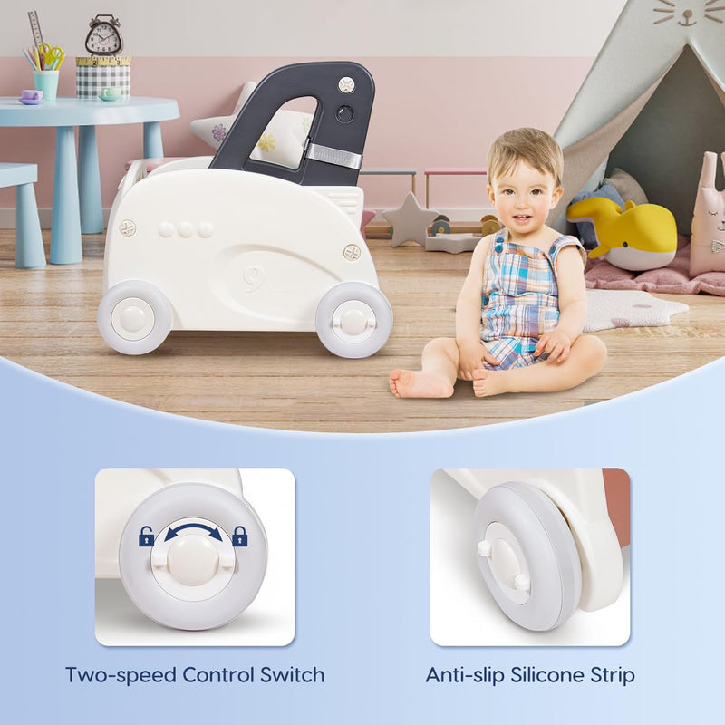 Leogreen Lauflernwagen Baby Push Pull Lauflernhilfe Spielzeug, 4 in 1 Lauflernhilfe zum Sitzen und S