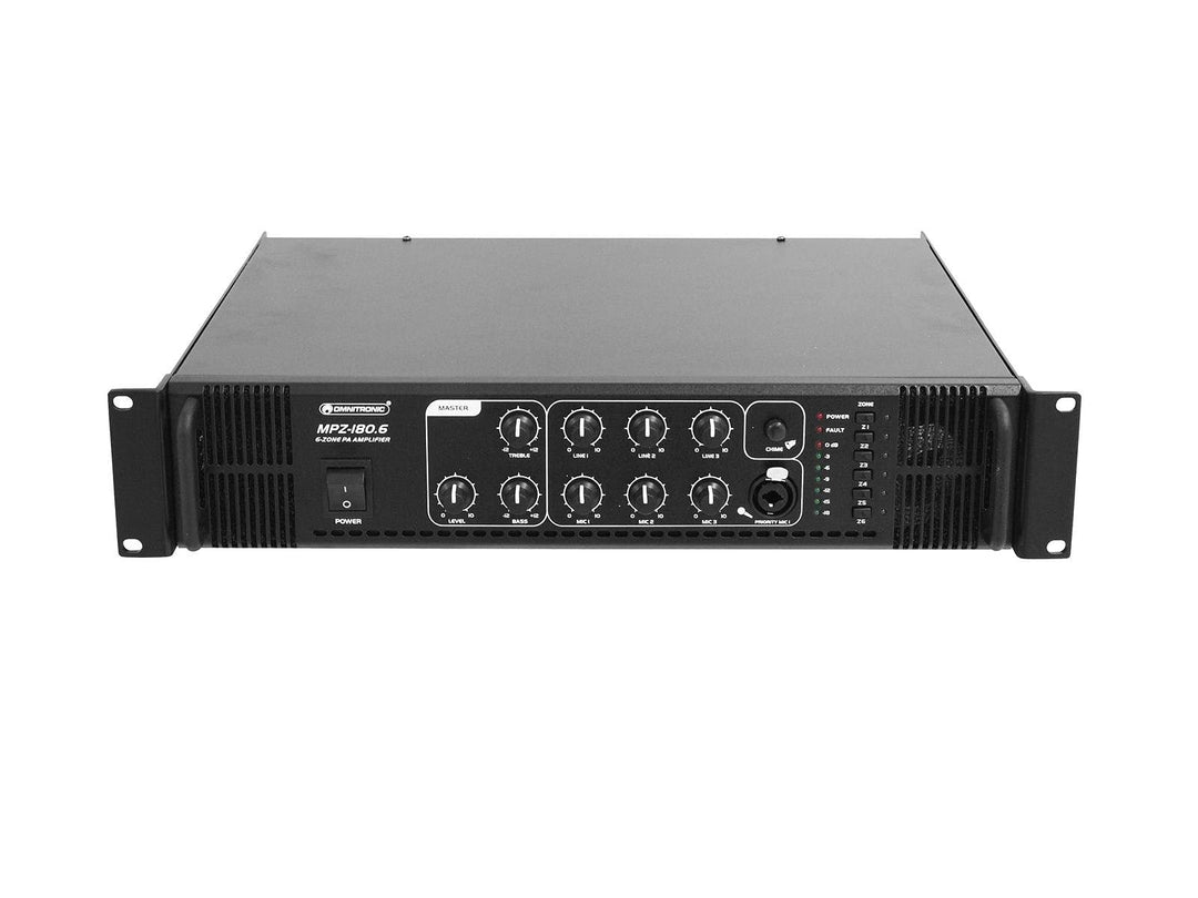 OMNITRONIC MPZ-180.6 ELA-Mischverstärker | 6-Zonen-ELA-Mono-Mischverstärker, 180 W, Zonen schaltbar