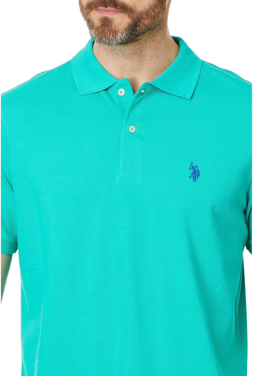 U.S. Polo Assn. Solid Interlock Kurzes Poloshirt für Herren M Emerald Circus, M Emerald Circus