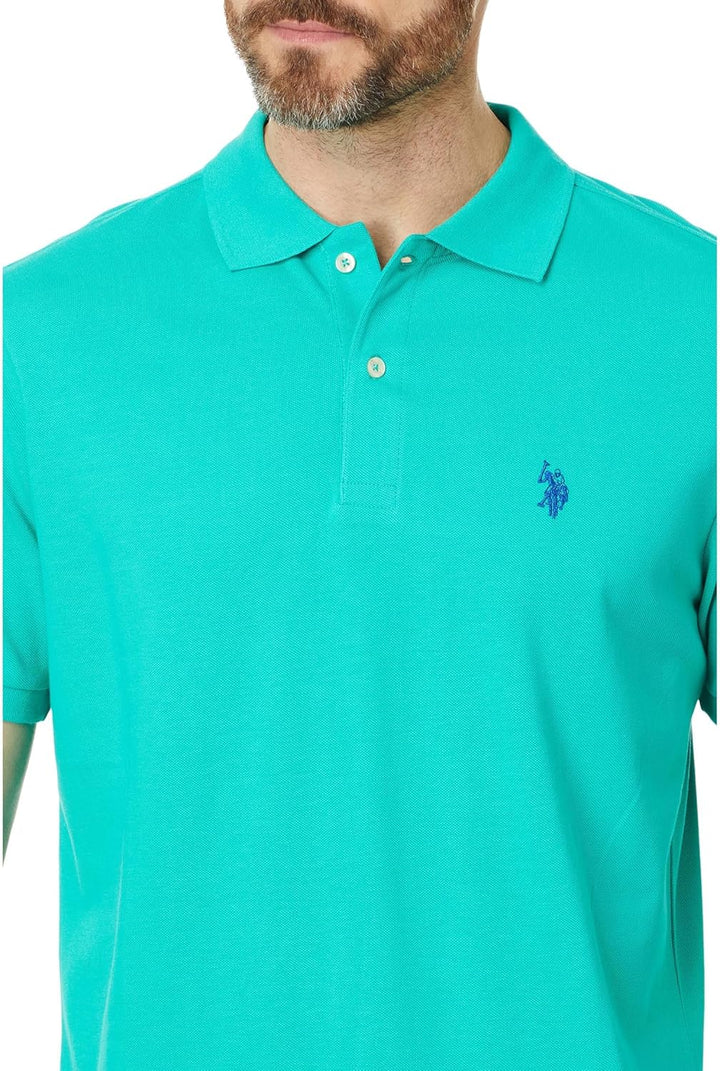 U.S. Polo Assn. Solid Interlock Kurzes Poloshirt für Herren M Emerald Circus, M Emerald Circus