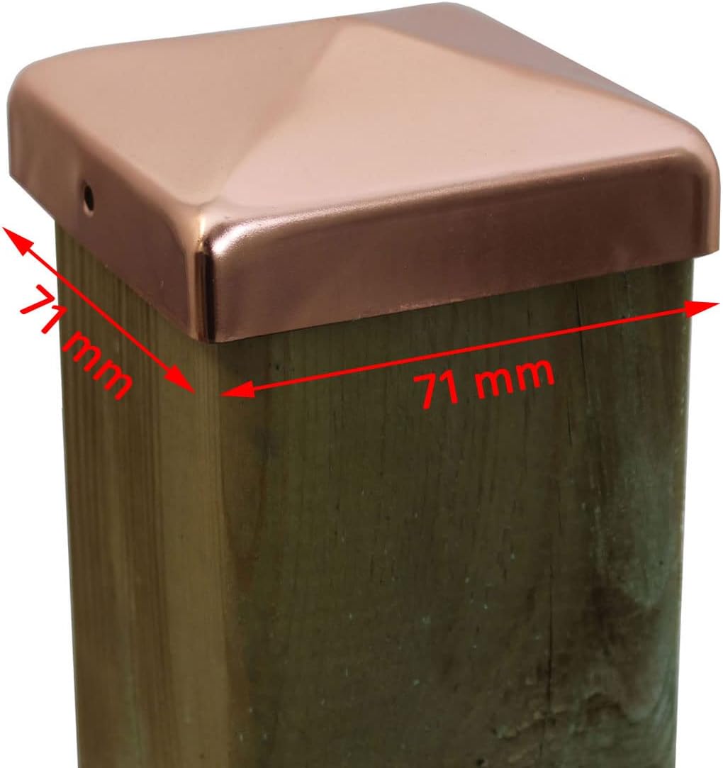 25x Pfostenkappe Kupfer Pyramide/Kugel (71 x 71 mm Pyramide), 71 x 71 mm Pyramide