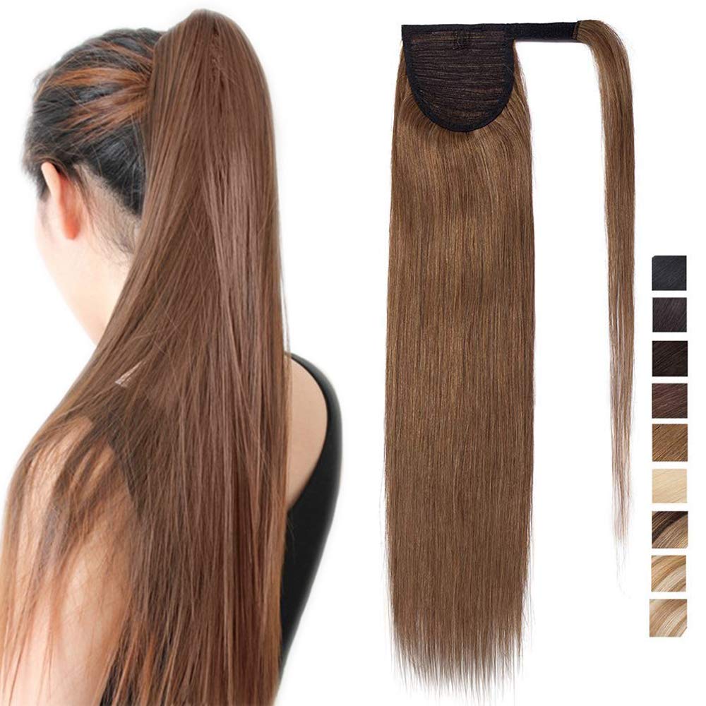 SEGO Ponytail Extension Echthaar Pferdeschwanz Zopf Haarteil Haarverlängerung Hair Piece Haar Hitzeb