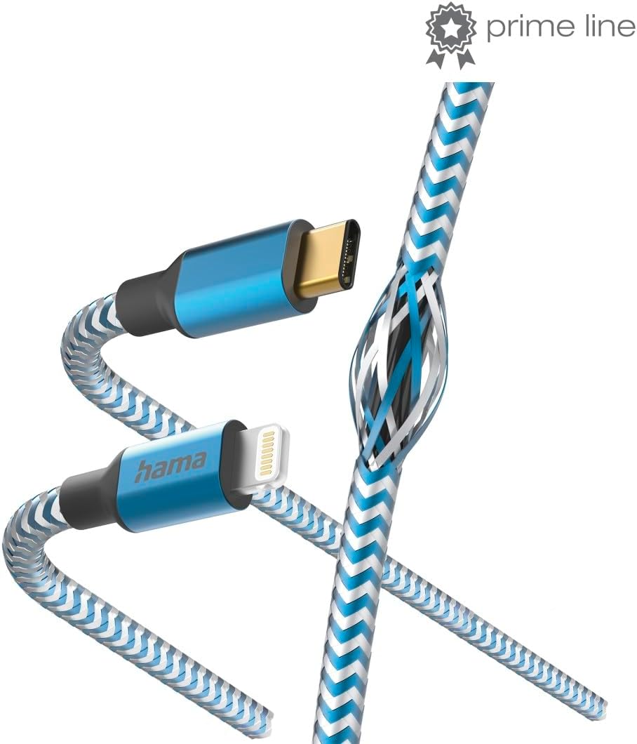 Hama Ladekabel „Reflective“ USB C auf Lightning, Nylon, 1,5m (iPhone Ladekabel, Lightning Kabel, iPh