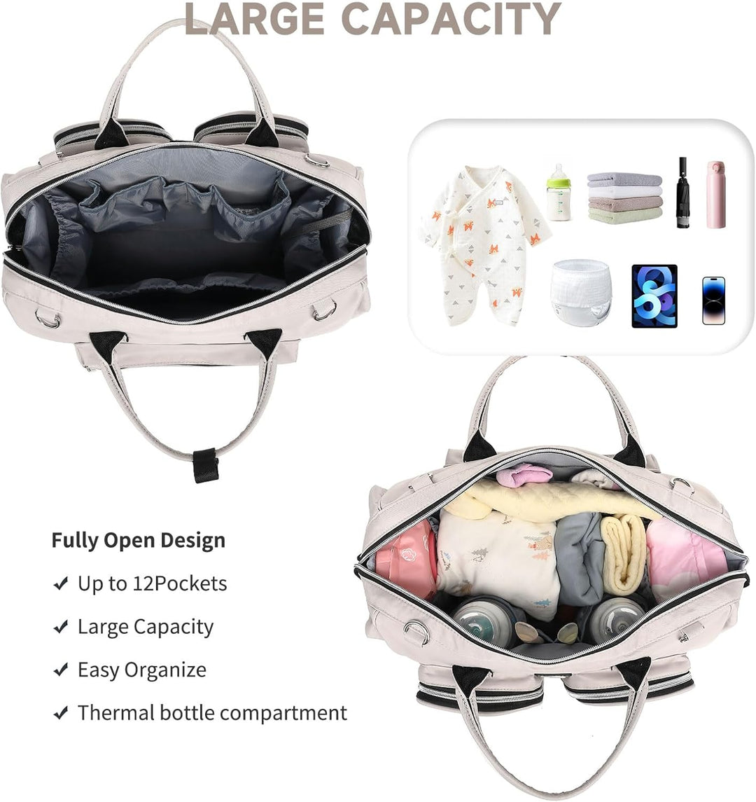 Pomelo Best Wickeltasche mit wasserdicher Wickelunterlage und 2 Kinderwagen Haken verstellbare Schul