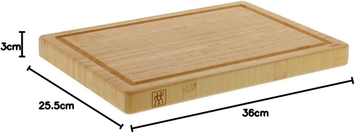 ZWILLING Schneidbrett aus massiven Bambusholz mit Saftrille, beidseitig nutzbar, mittel, 36 x 26 cm