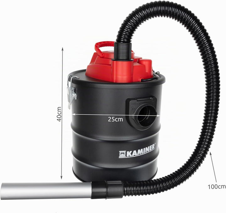 KAMINER Aschesauger 15 L, 1200 W, 20 kPa, HEPA + Textilfilter, Blasfunktion, Metall-Ansaugrohr, 2 Al