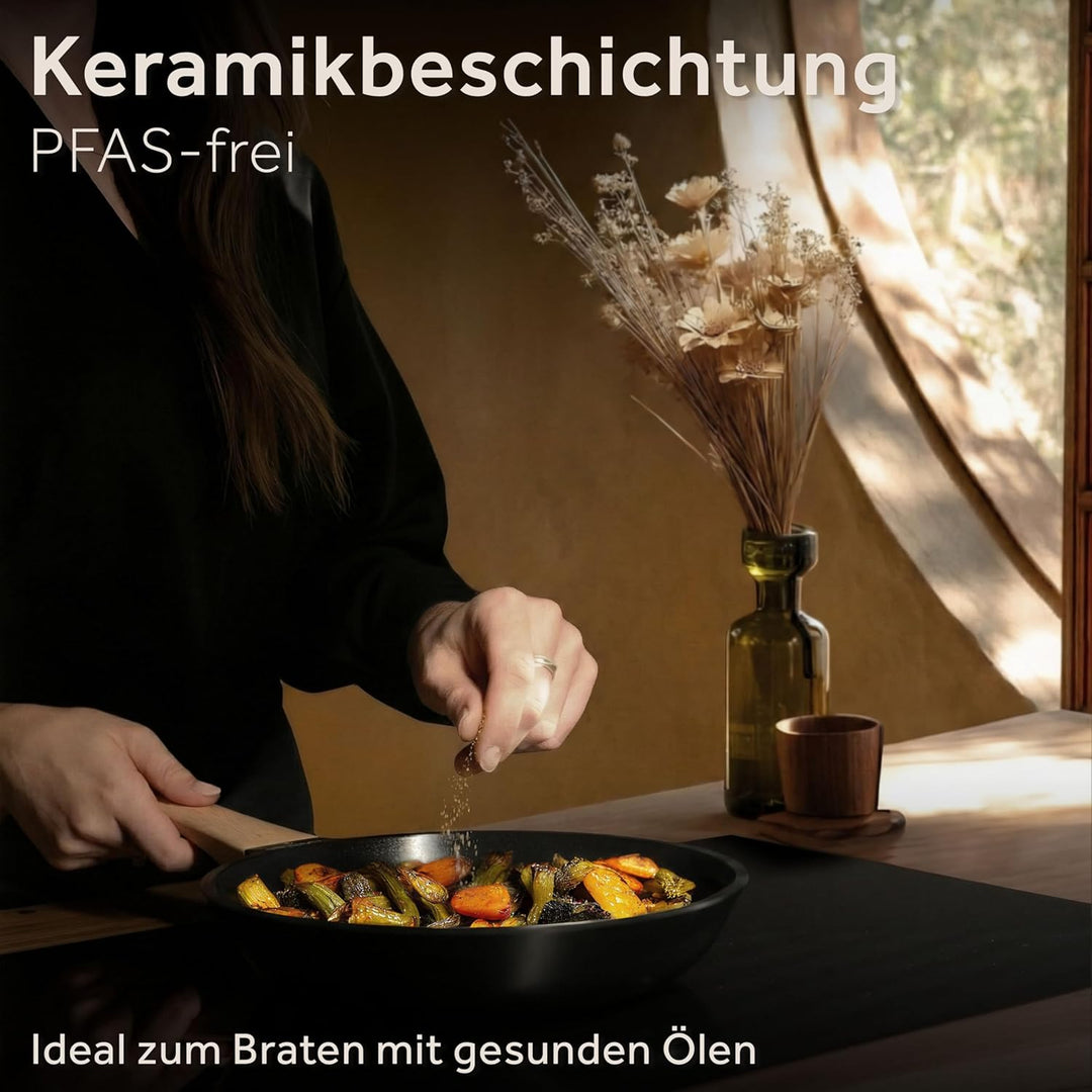 ZWIEGER Keramik Pfannenset ohne PTFE und PFOA – Pfannen PFAS frei, Aluguss, für alle Herdarten (inkl