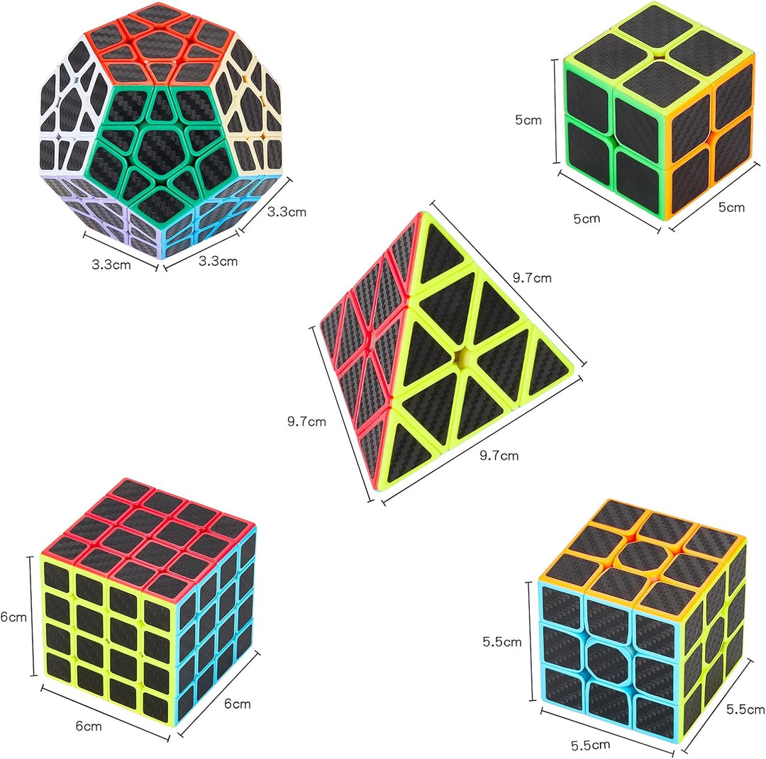 Coolzon Speed Cube Set Pyraminx + Megaminx + 2 x 2 + 3 x 3 x 3 + 4 x 4 5 Stück in Geschenkbox, Cubo,