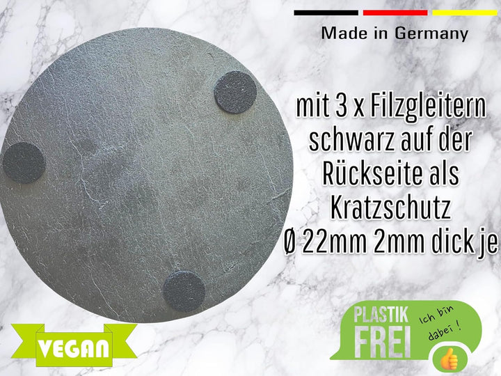 MAAJ Set Schieferplatte Maxi Ø 23 cm & edle GLASGLOCKE LUXUS mundgeblasen