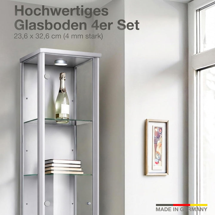 K-Möbel ESG Glasböden 4-er Set - Erweiterungsset für Glasvitrine 1083AL