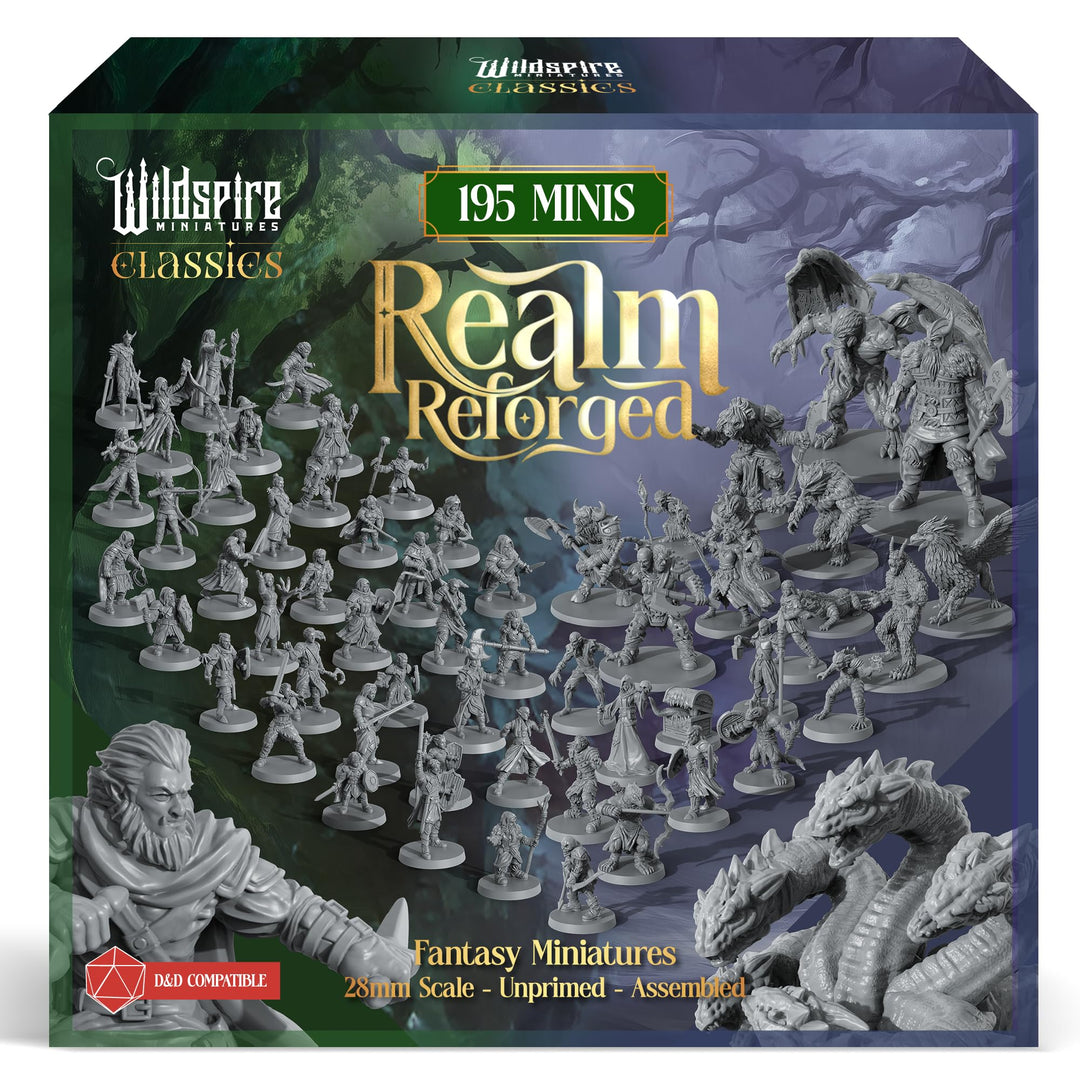 The Realm Set - Grey Version - 195 Minis - Heroes, Monsters, NPC for DND Miniatures Bulk I 28mm Dung