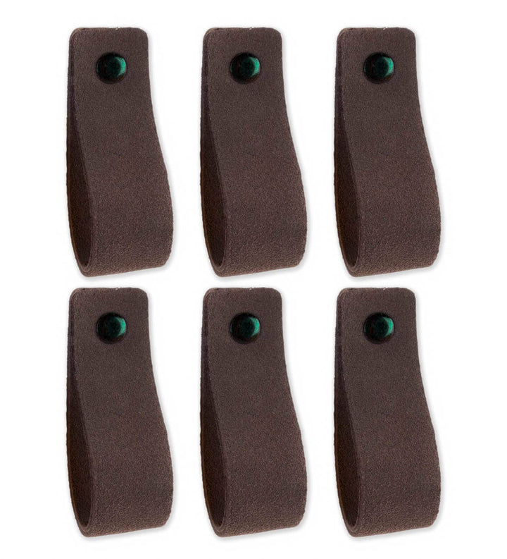 Brute Strength - Ledergriffe für Möbel - Wildleder - Grau - 6 Stück - 16,5 x 2,5 cm - Schrankgriff,
