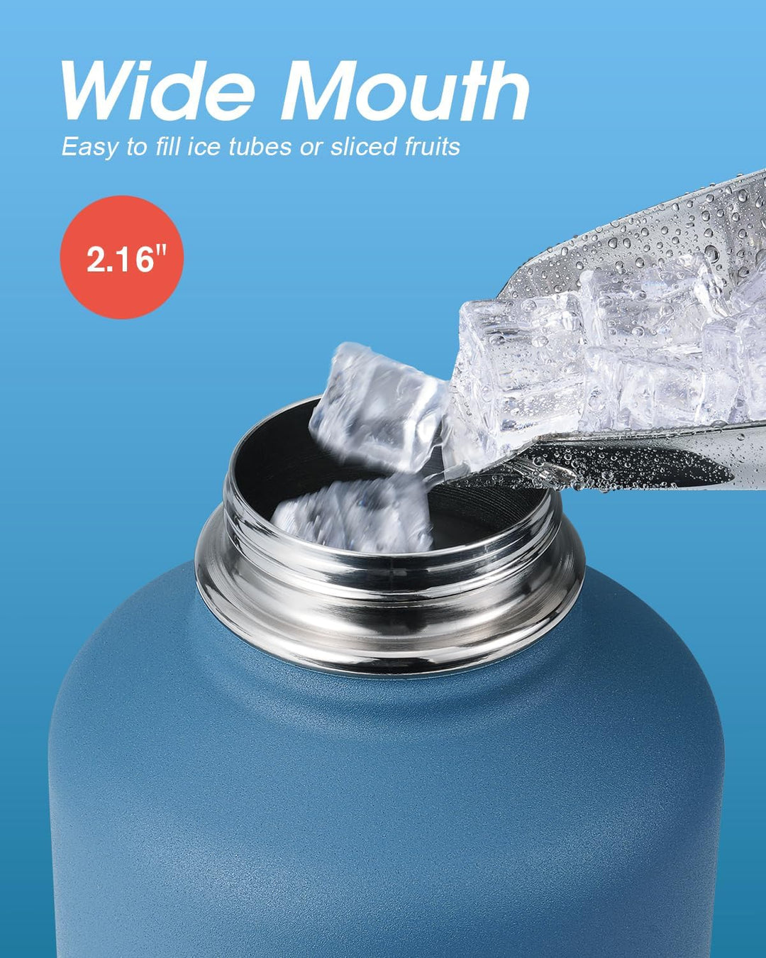Coolflask Isolierte Wasserflasche 2L, Wasserflasche mit Strohhalm & 3 Deckeln, Isolierte Trinkflasch