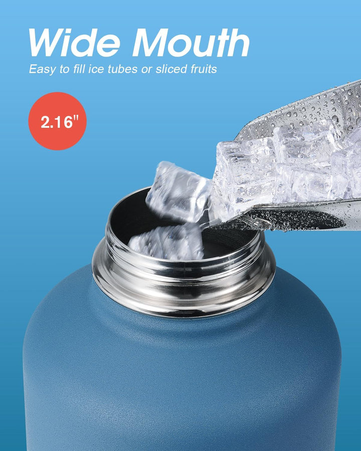 Coolflask Isolierte Wasserflasche 2L, Wasserflasche mit Strohhalm & 3 Deckeln, Isolierte Trinkflasch