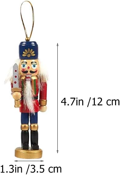 OUNONA 6 Stücke 4.7" Weihnachten Nussknacker Figuren Nussknacker Soldat Ornamente Holz Handbemalter