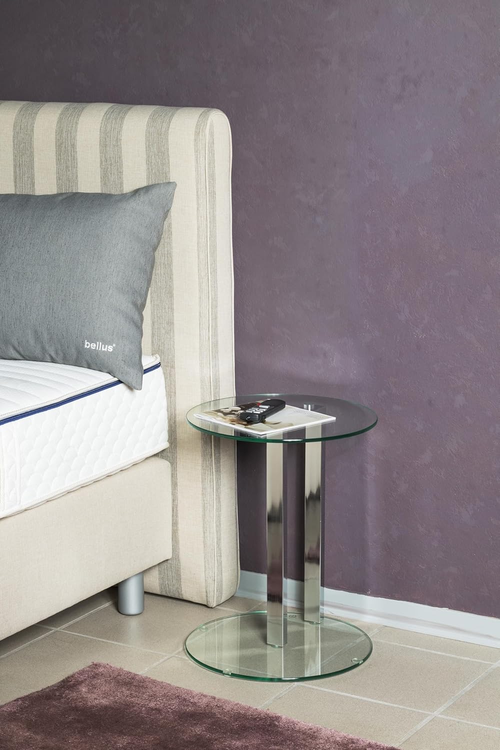 HAKU Beistelltisch Chrom, Metall, Sicherheitsglas 8 mm - Masse: H 50 x Ø 40 cm, Style: Modern H 50 x