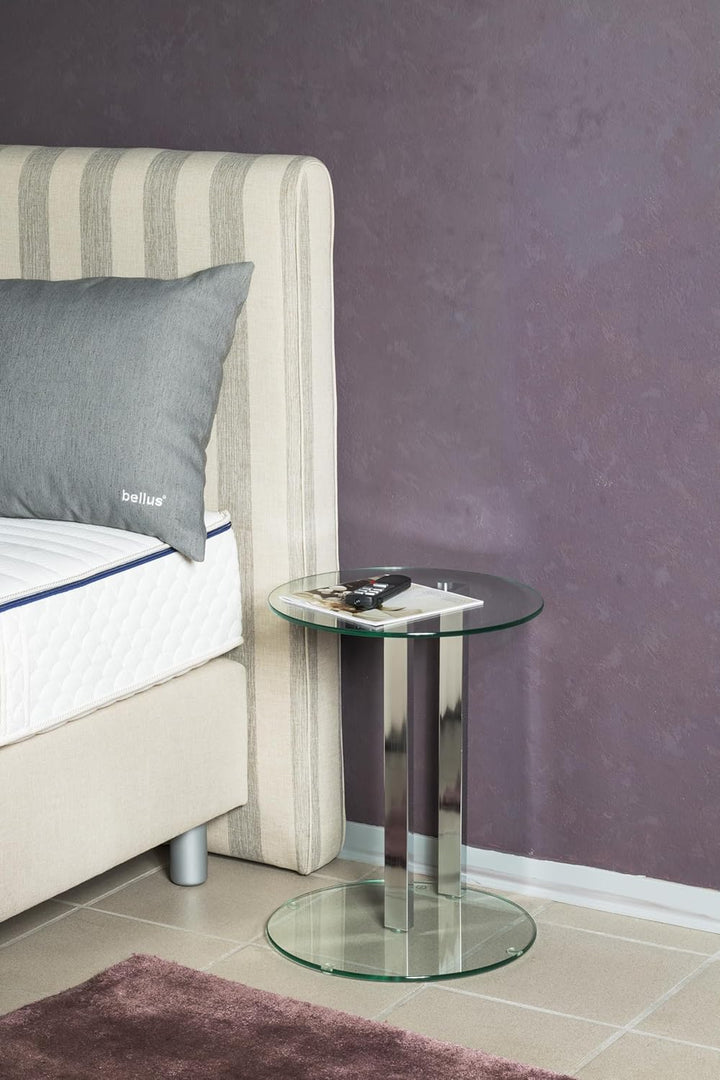 HAKU Beistelltisch Chrom, Metall, Sicherheitsglas 8 mm - Masse: H 50 x Ø 40 cm, Style: Modern H 50 x