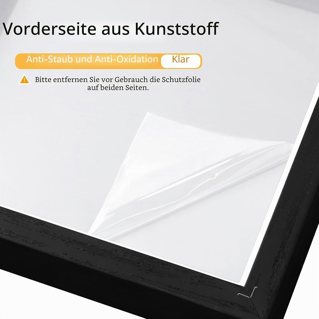 EUGAD 5er Set Bilderrahmen Fotogalerie, tiefer Rahmen für Objekte bis 3 cm, Holzrahmen mit Papier-Pa