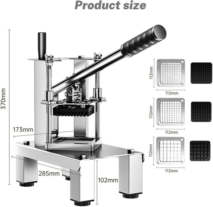 Pommesschneider, manuell, professionell, multifunktional, für Kartoffeln, Küche, Restaurant, 3 Ersat