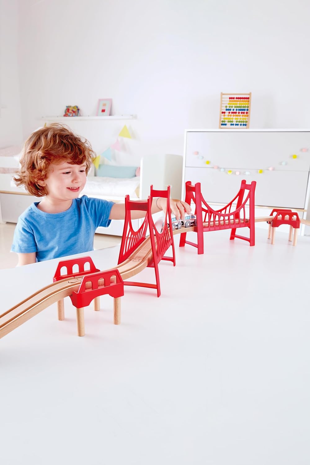 Hape Eisenbahnwelt Grosse Doppel-Hängebrücke, aus Holz, ab 3 Jahren