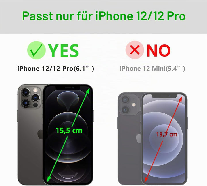 LENSUN Echtleder Hülle für iPhone 12, iPhone 12 Pro Handyhülle Echtes Leder Etui [Kartenfach][RFID B