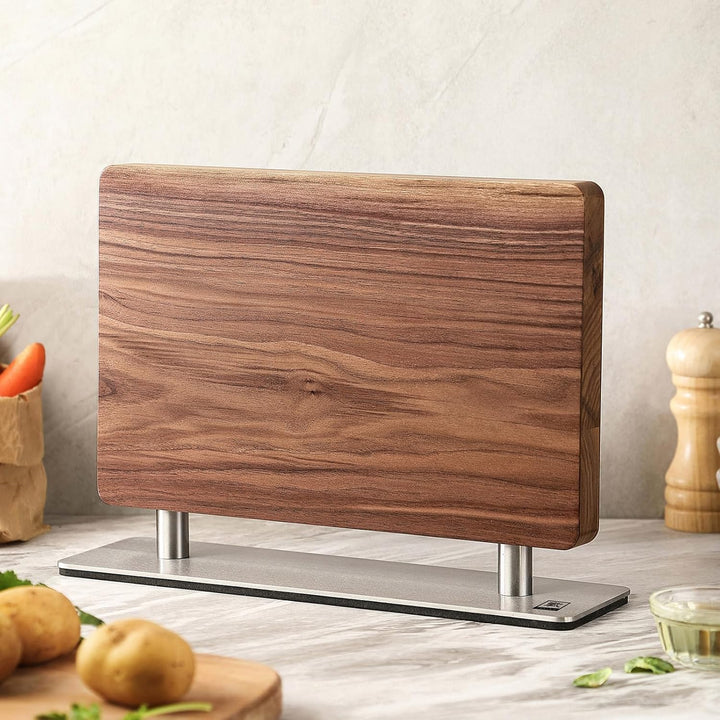 zayiko Premium Doppelseitiger Magnet-Messerhalter aus Walnussholz I Elegante Aufbewahrung für Ihre K