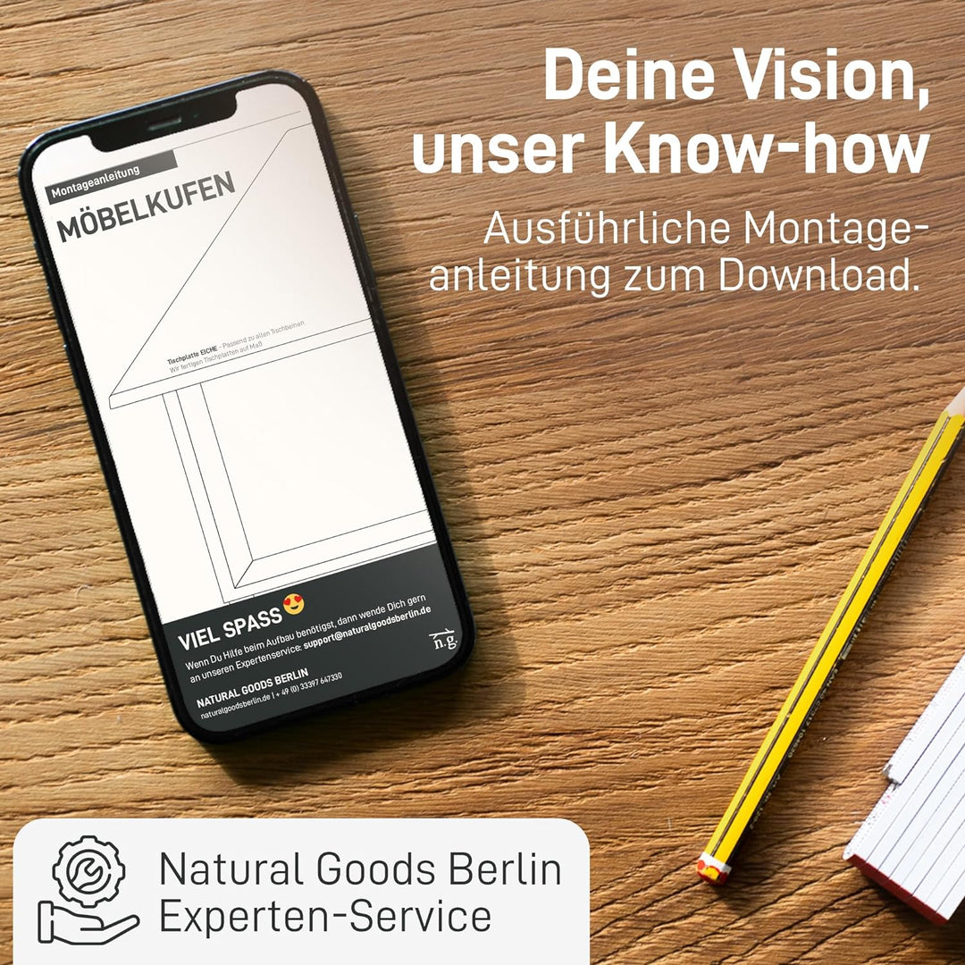 Natural Goods Berlin 2X Tisch-Gestell RECHTECK Edel-Stahl | Einfache Montage | Tisch-Beine aus Metal