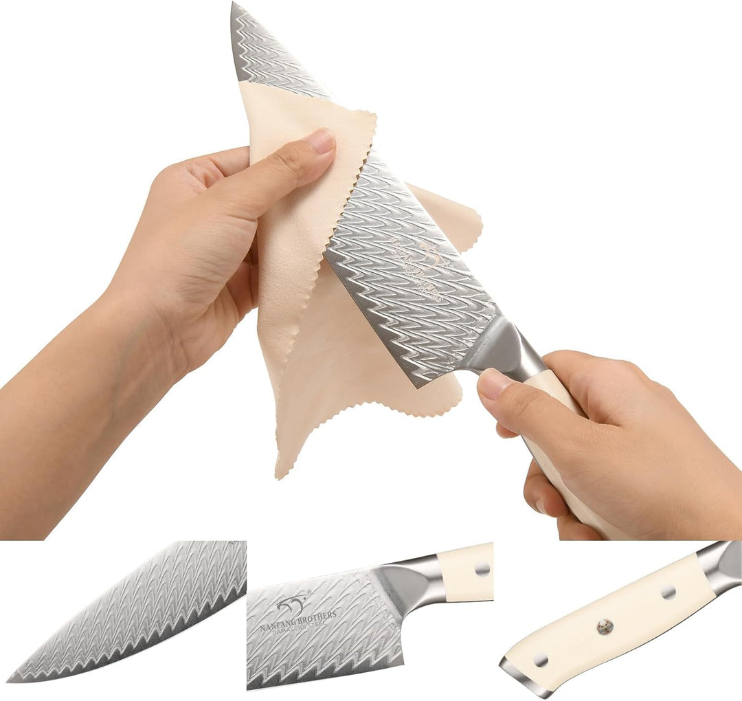 NANFANG BROTHERS Küchenmesser Set, 6 Stück Damaszener Stahl VG10 Küchenmesser Set mit Holz Magnetisc