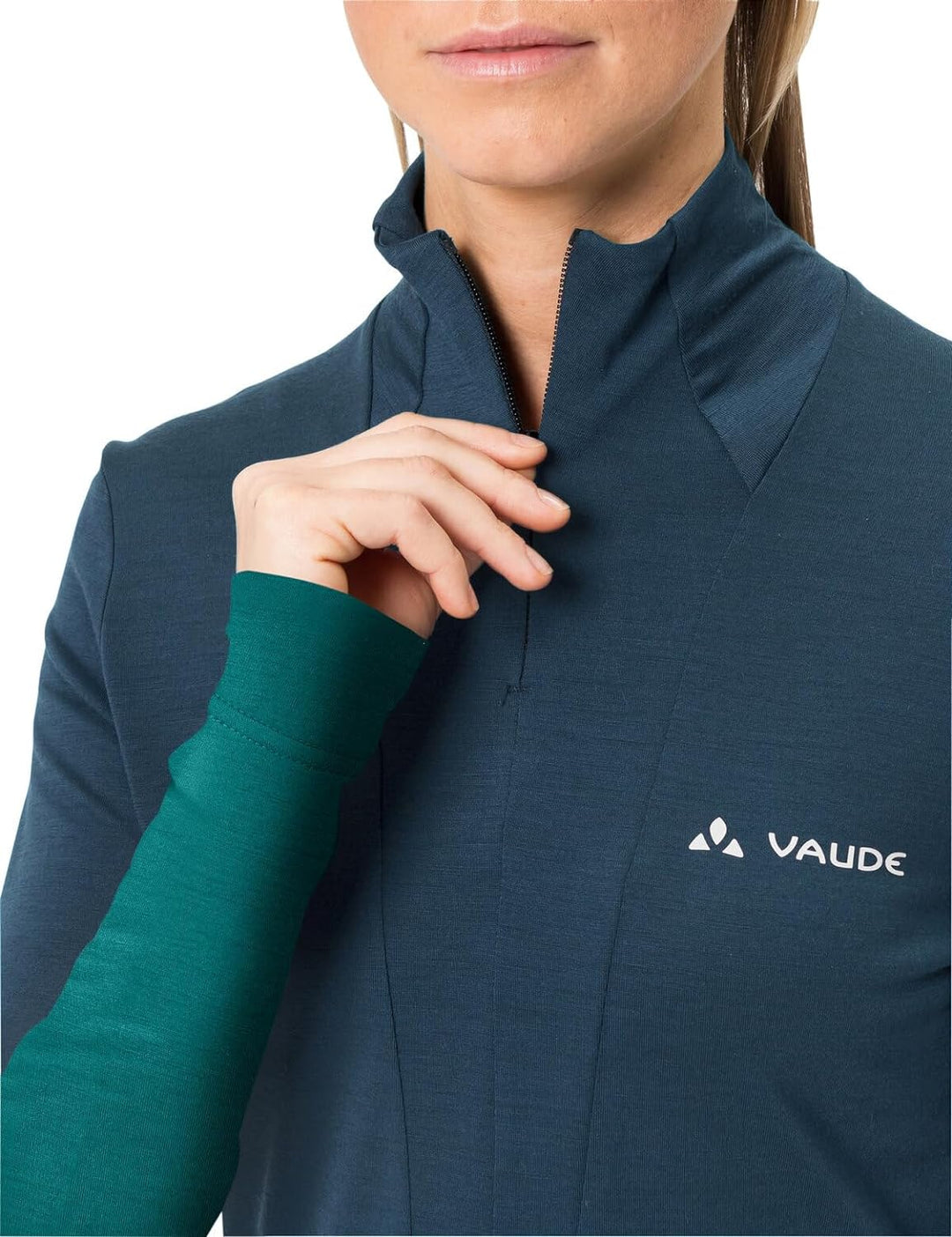 VAUDE Damen Wo Monviso Wool Halfzip Shirt, Wave, 38 Langarmshirt, Welle