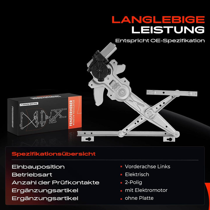 Frankberg Fensterheber mit Motor 2-Polig Vorne Links Kompatibel mit Defender LD L316 Cabriolet Pick-